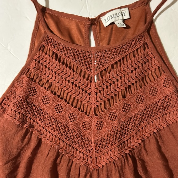 Luxology Women’s Embroidered Lace Tank Calf Length Dress Boho Size Medium - Picture 7 of 10